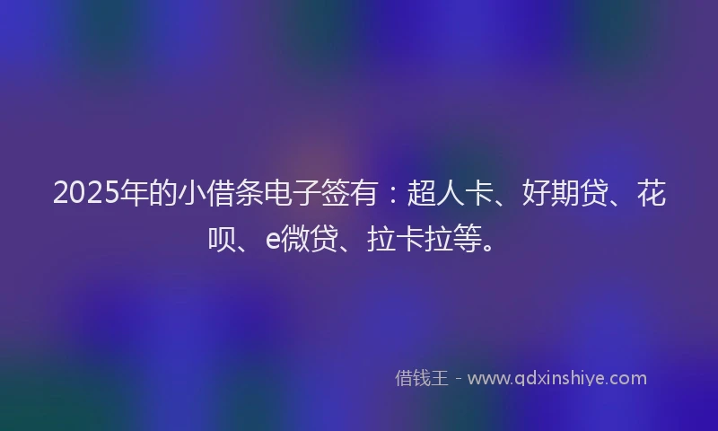 2025年的小借条电子签有：超人卡、好期贷、花呗、e微贷、拉卡拉等。