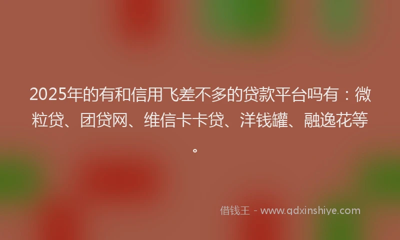 2025年的有和信用飞差不多的贷款平台吗有：微粒贷、团贷网、维信卡卡贷、洋钱罐、融逸花等。