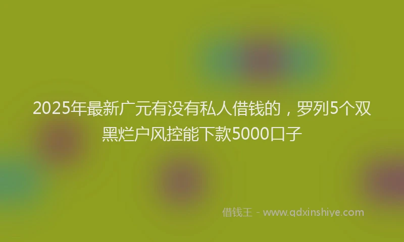 2025年最新广元有没有私人借钱的，罗列5个双黑烂户风控能下款5000口子