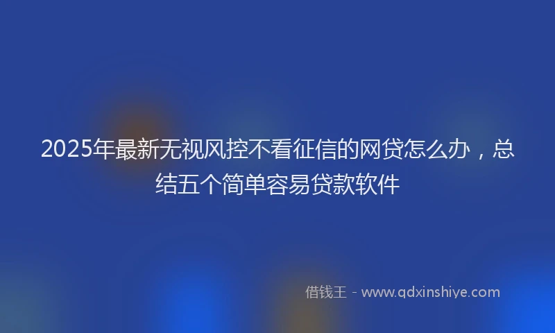 2025年最新无视风控不看征信的网贷怎么办，总结五个简单容易贷款软件
