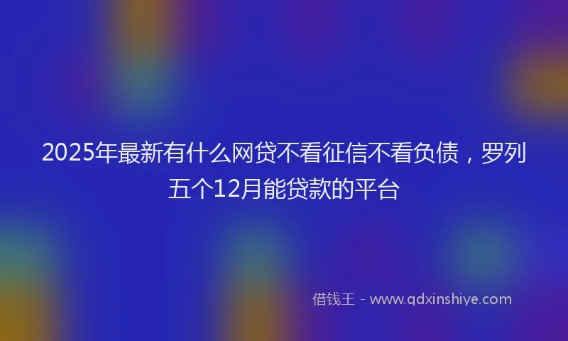 2025年最新有什么网贷不看征信不看负债，罗列五个12月能贷款的平台