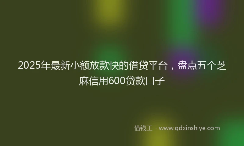 2025年最新小额放款快的借贷平台，盘点五个芝麻信用600贷款口子