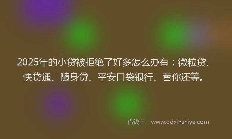 2025年的小贷被拒绝了好多怎么办有：微粒贷、快贷通、随身贷、平安口袋银行、替你还等。