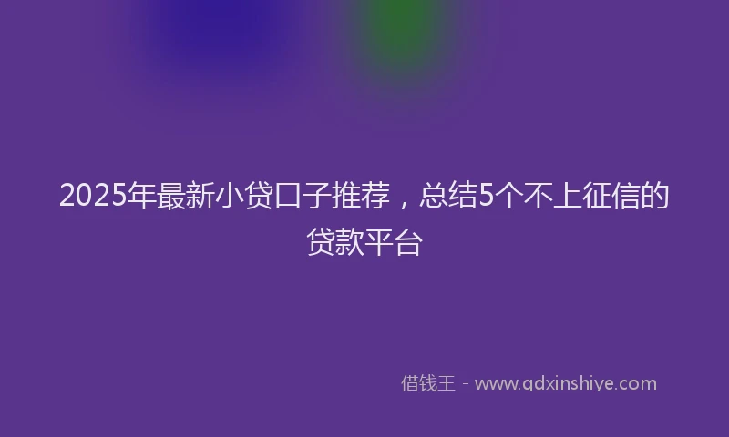 2025年最新小贷口子推荐，总结5个不上征信的贷款平台