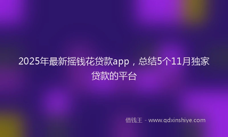 2025年最新摇钱花贷款app，总结5个11月独家贷款的平台