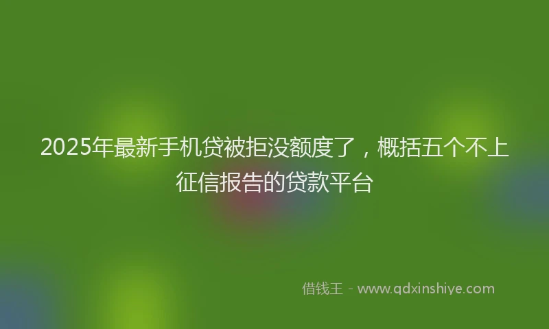 2025年最新手机贷被拒没额度了，概括五个不上征信报告的贷款平台