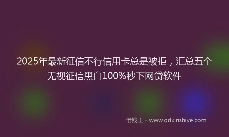 2025年最新征信不行信用卡总是被拒，汇总五个无视征信黑白100%秒下网贷软件