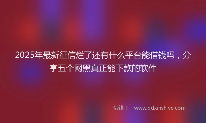 2025年最新征信烂了还有什么平台能借钱吗，分享五个网黑真正能下款的软件