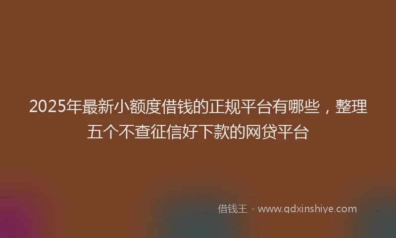 2025年最新小额度借钱的正规平台有哪些，整理五个不查征信好下款的网贷平台