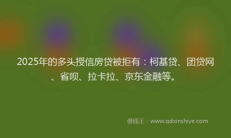 2025年的多头授信房贷被拒有：柯基贷、团贷网、省呗、拉卡拉、京东金融等。