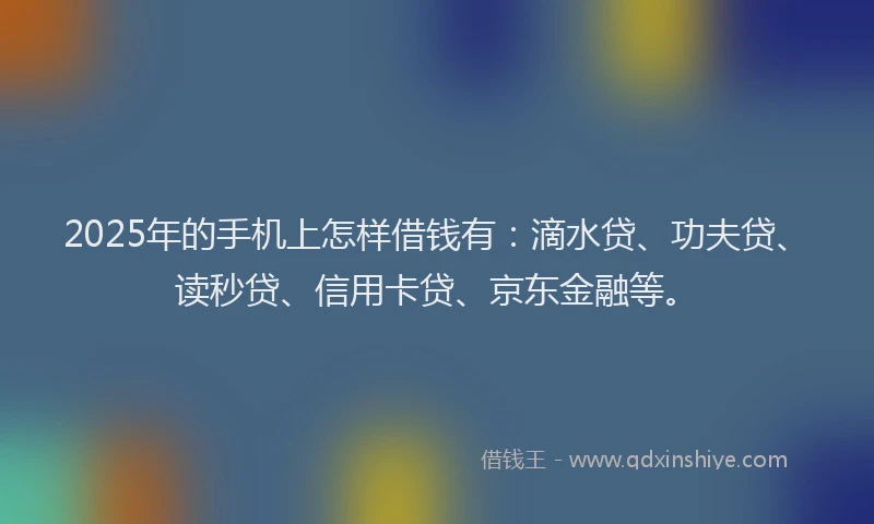 2025年的手机上怎样借钱有：滴水贷、功夫贷、读秒贷、信用卡贷、京东金融等。