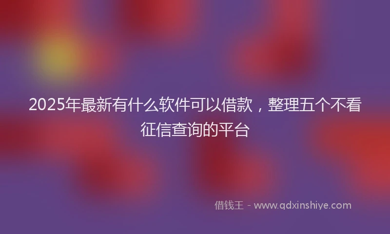 2025年最新有什么软件可以借款，整理五个不看征信查询的平台