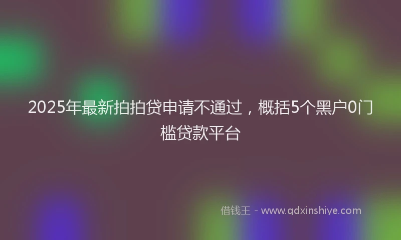 2025年最新拍拍贷申请不通过，概括5个黑户0门槛贷款平台