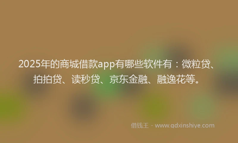 2025年的商城借款app有哪些软件有：微粒贷、拍拍贷、读秒贷、京东金融、融逸花等。