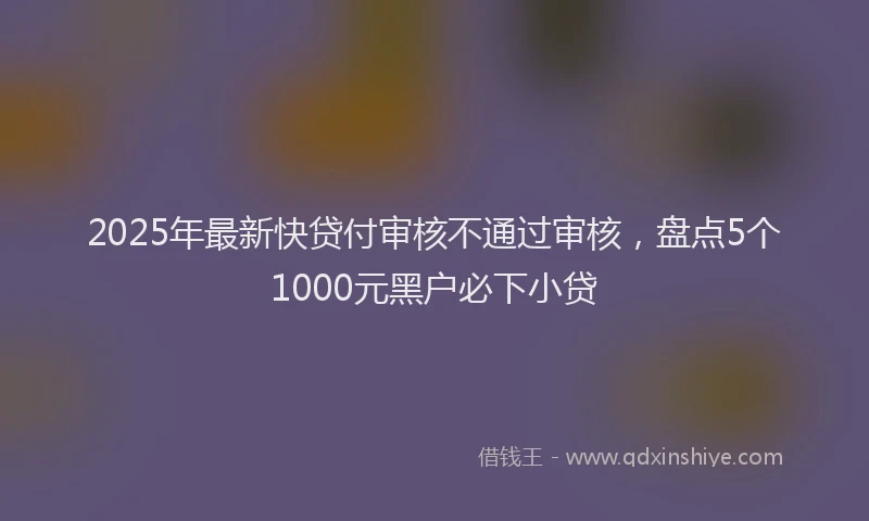 2025年最新快贷付审核不通过审核，盘点5个1000元黑户必下小贷
