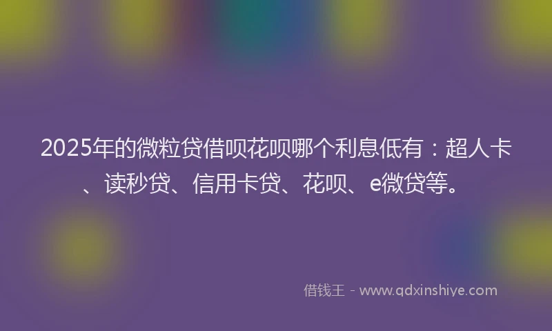 2025年的微粒贷借呗花呗哪个利息低有：超人卡、读秒贷、信用卡贷、花呗、e微贷等。