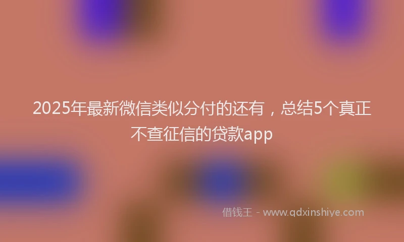 2025年最新微信类似分付的还有，总结5个真正不查征信的贷款app