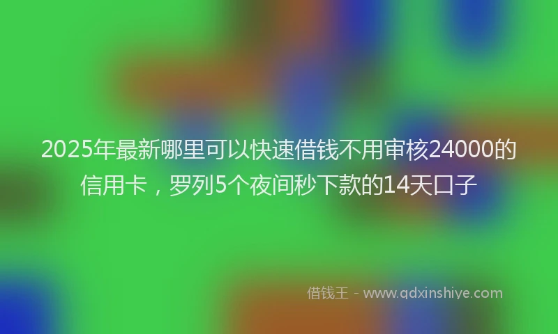 2025年最新哪里可以快速借钱不用审核24000的信用卡，罗列5个夜间秒下款的14天口子