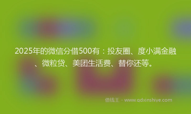 2025年的微信分借500有：投友圈、度小满金融、微粒贷、美团生活费、替你还等。