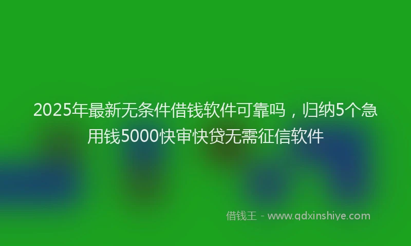 2025年最新无条件借钱软件可靠吗，归纳5个急用钱5000快审快贷无需征信软件