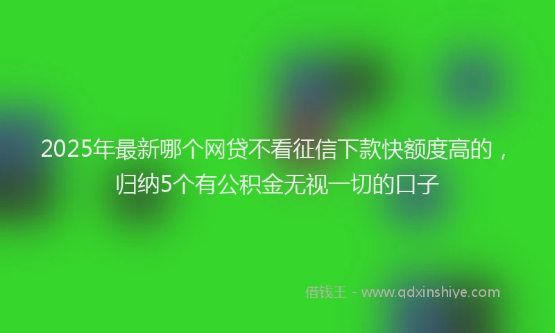 2025年最新哪个网贷不看征信下款快额度高的，归纳5个有公积金无视一切的口子