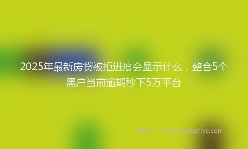 2025年最新房贷被拒进度会显示什么，整合5个黑户当前逾期秒下5万平台