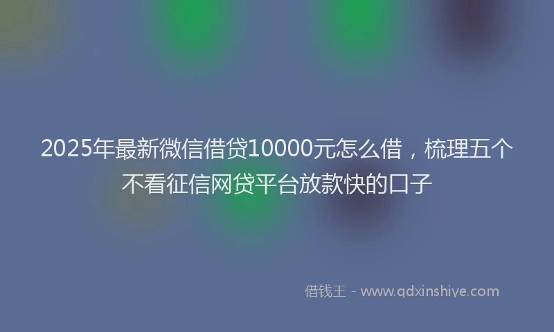 2025年最新微信借贷10000元怎么借，梳理五个不看征信网贷平台放款快的口子