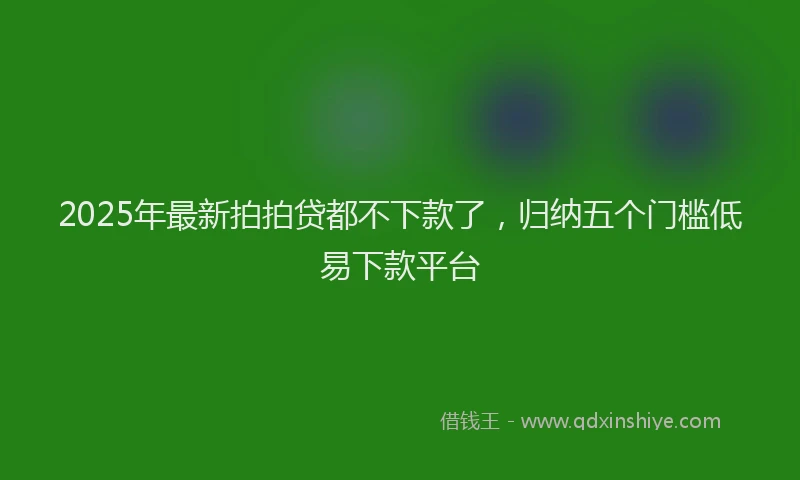 2025年最新拍拍贷都不下款了，归纳五个门槛低易下款平台