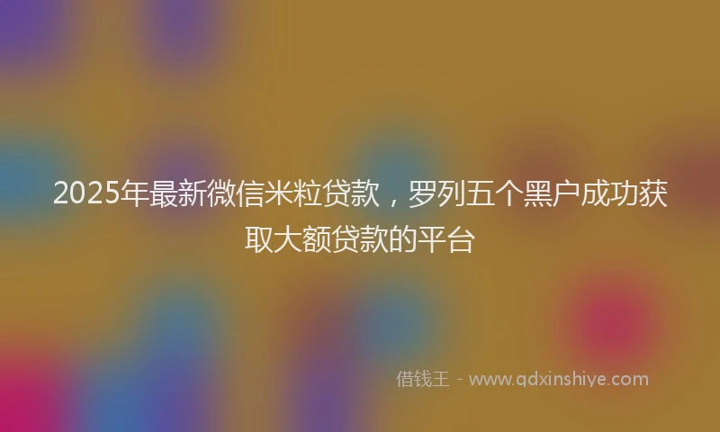 2025年最新微信米粒贷款，罗列五个黑户成功获取大额贷款的平台
