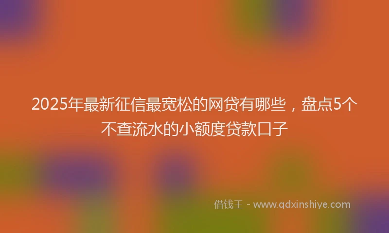 2025年最新征信最宽松的网贷有哪些，盘点5个不查流水的小额度贷款口子