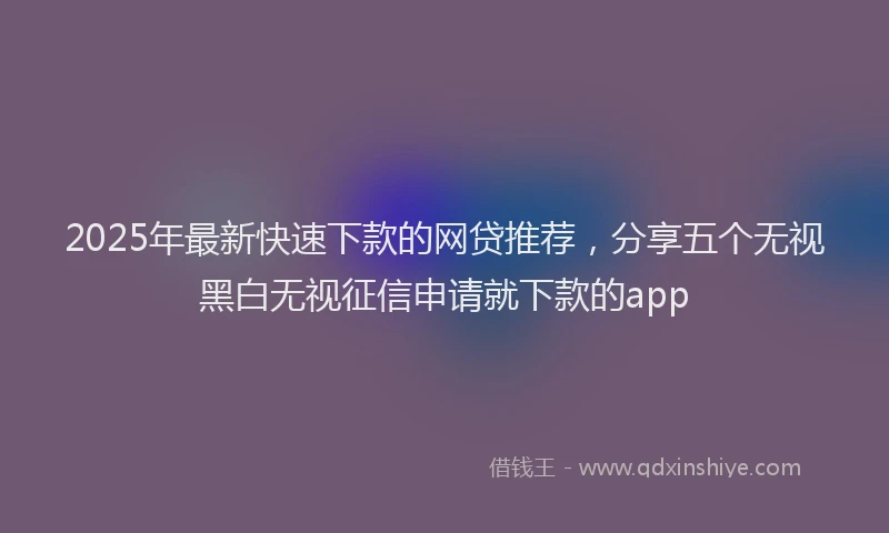 2025年最新快速下款的网贷推荐，分享五个无视黑白无视征信申请就下款的app