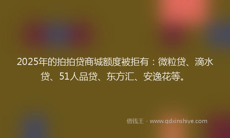 2025年的拍拍贷商城额度被拒有：微粒贷、滴水贷、51人品贷、东方汇、安逸花等。