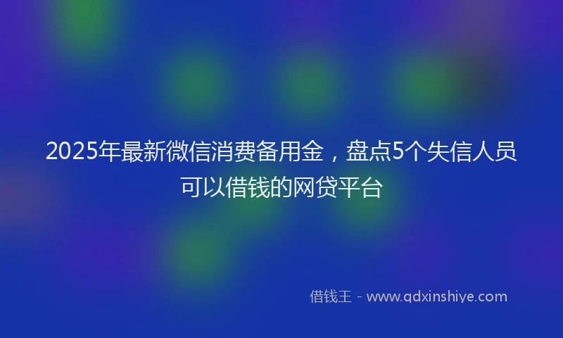 2025年最新微信消费备用金，盘点5个失信人员可以借钱的网贷平台