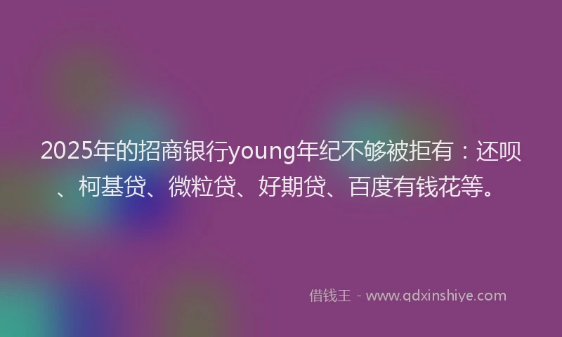2025年的招商银行young年纪不够被拒有：还呗、柯基贷、微粒贷、好期贷、百度有钱花等。
