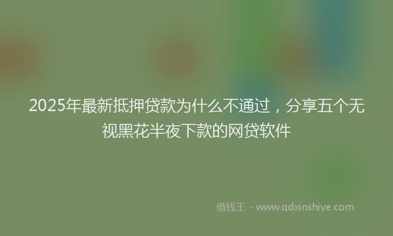 2025年最新抵押贷款为什么不通过，分享五个无视黑花半夜下款的网贷软件