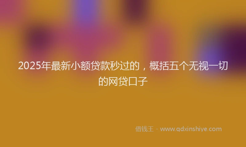 2025年最新小额贷款秒过的，概括五个无视一切的网贷口子