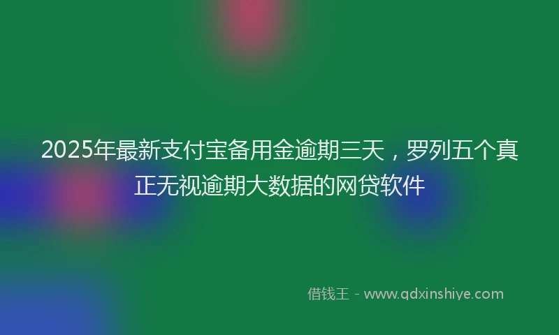 2025年最新支付宝备用金逾期三天，罗列五个真正无视逾期大数据的网贷软件