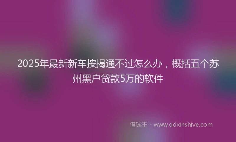 2025年最新新车按揭通不过怎么办，概括五个苏州黑户贷款5万的软件