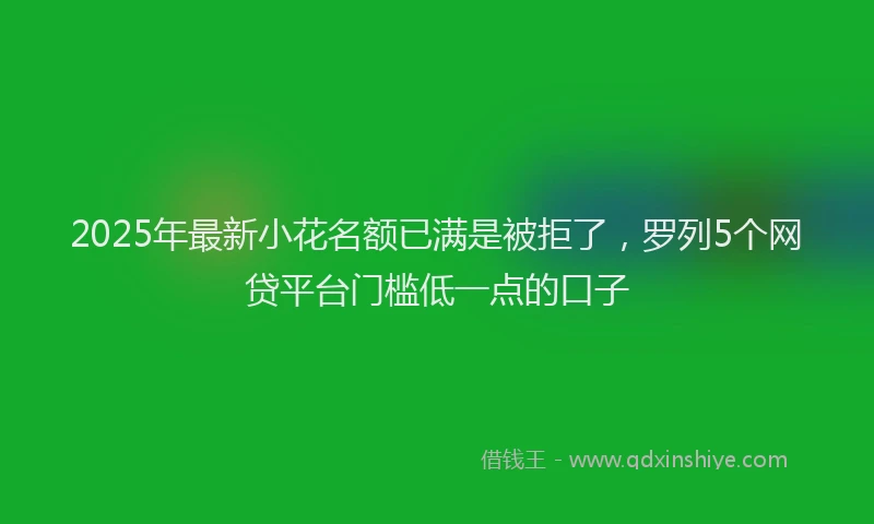 2025年最新小花名额已满是被拒了，罗列5个网贷平台门槛低一点的口子