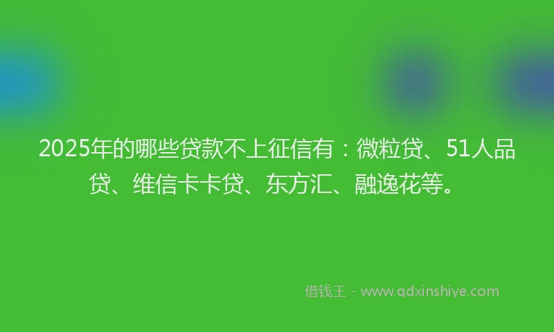 2025年的哪些贷款不上征信有：微粒贷、51人品贷、维信卡卡贷、东方汇、融逸花等。
