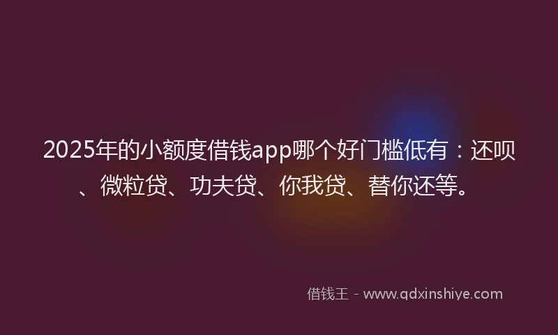 2025年的小额度借钱app哪个好门槛低有：还呗、微粒贷、功夫贷、你我贷、替你还等。
