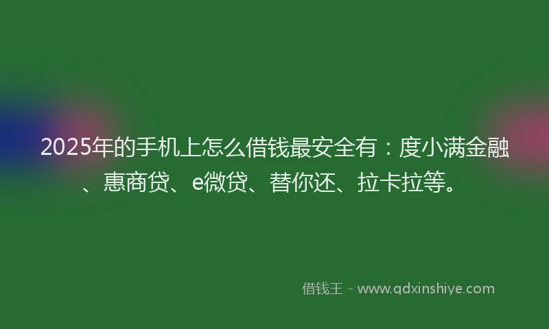2025年的手机上怎么借钱最安全有：度小满金融、惠商贷、e微贷、替你还、拉卡拉等。