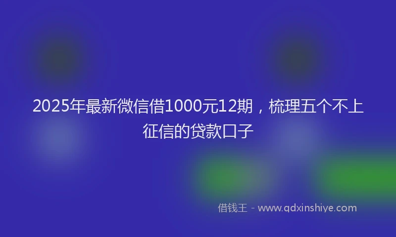2025年最新微信借1000元12期，梳理五个不上征信的贷款口子