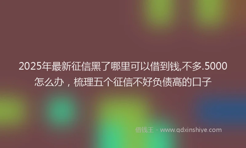 2025年最新征信黑了哪里可以借到钱,不多.5000怎么办，梳理五个征信不好负债高的口子