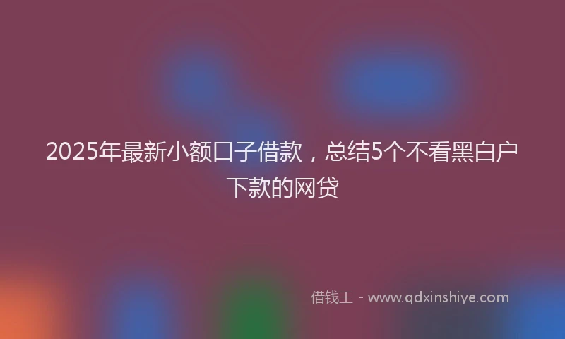 2025年最新小额口子借款，总结5个不看黑白户下款的网贷