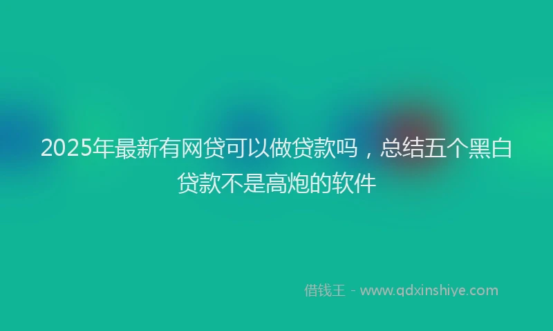 2025年最新有网贷可以做贷款吗，总结五个黑白贷款不是高炮的软件