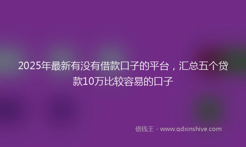 2025年最新有没有借款口子的平台，汇总五个贷款10万比较容易的口子