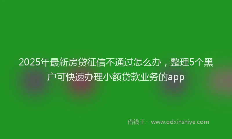 2025年最新房贷征信不通过怎么办，整理5个黑户可快速办理小额贷款业务的app