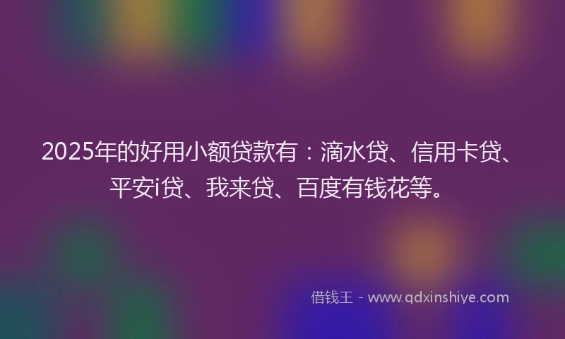 2025年的好用小额贷款有：滴水贷、信用卡贷、平安i贷、我来贷、百度有钱花等。