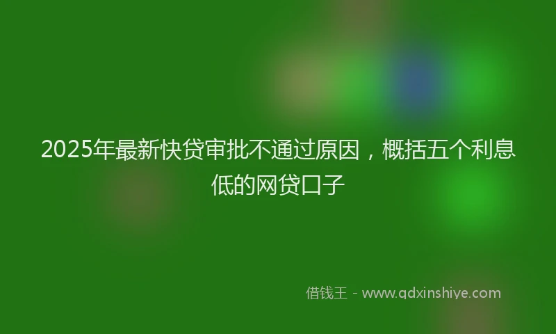 2025年最新快贷审批不通过原因，概括五个利息低的网贷口子
